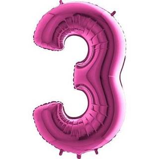 Fóliový balónik číslica 3 - ružová - pink - 102cm