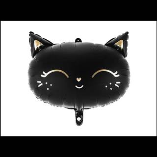 PartyDeco Fóliový balón Mačka čierna,  48x36 cm