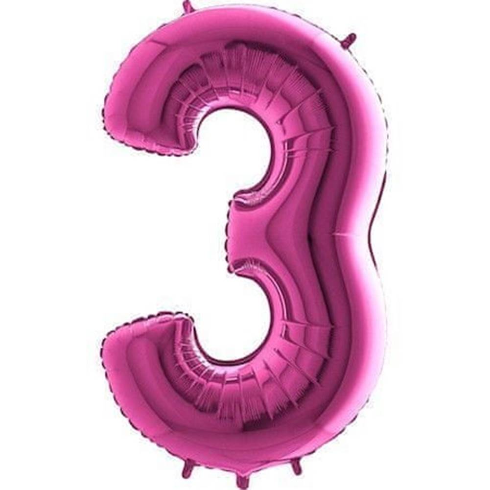 Fóliový balónik číslica 3 - ružová - pink - 102cm