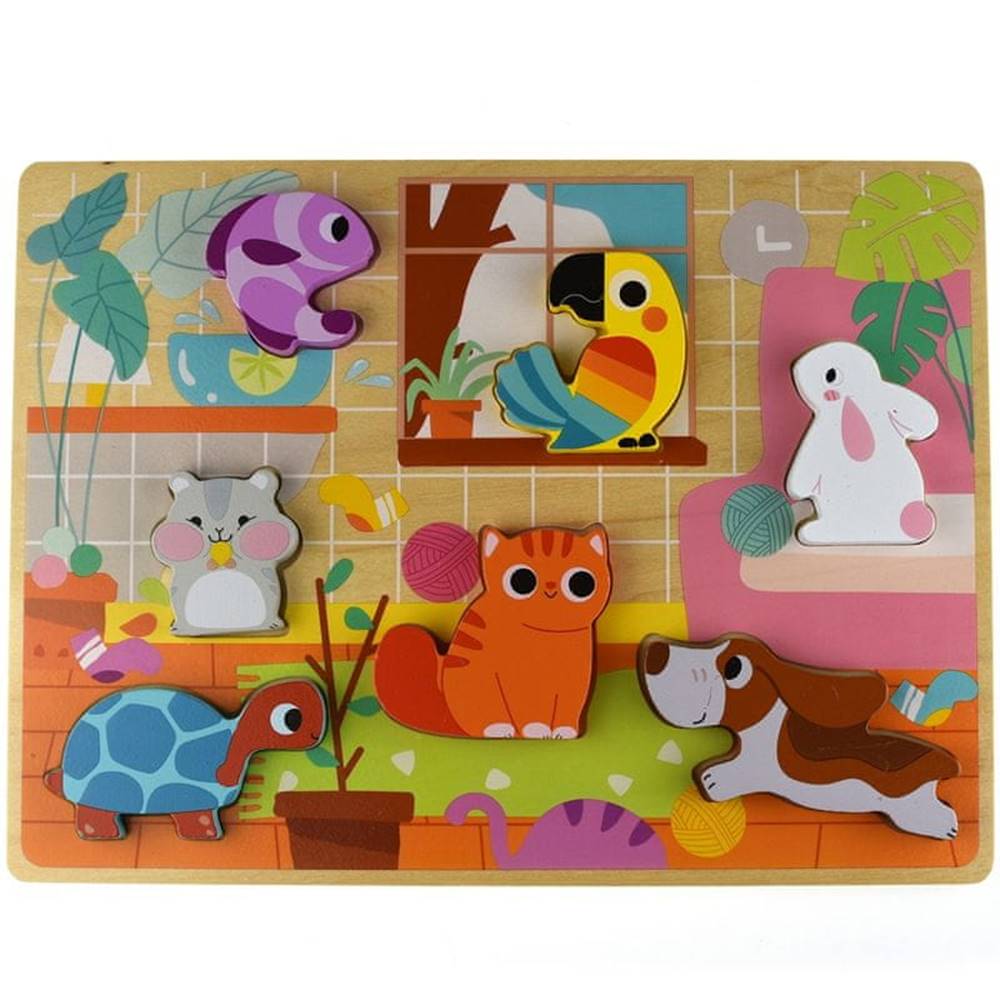Tooky Toy  Montessori drevené puzzle Zvieratá Home Match Shapes značky Tooky Toy