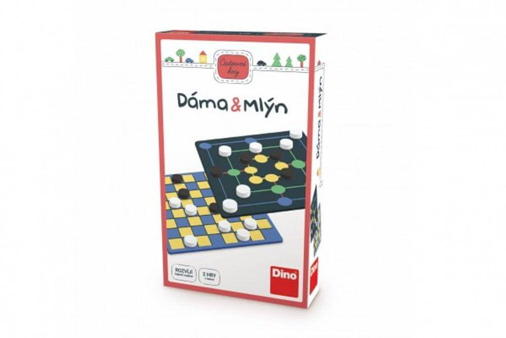 DINO  Dáma a Mlyn 2v1 cestovné spoločenské hry v krabičke 11, 5x18x3, 5cm Cena za 1ks značky DINO