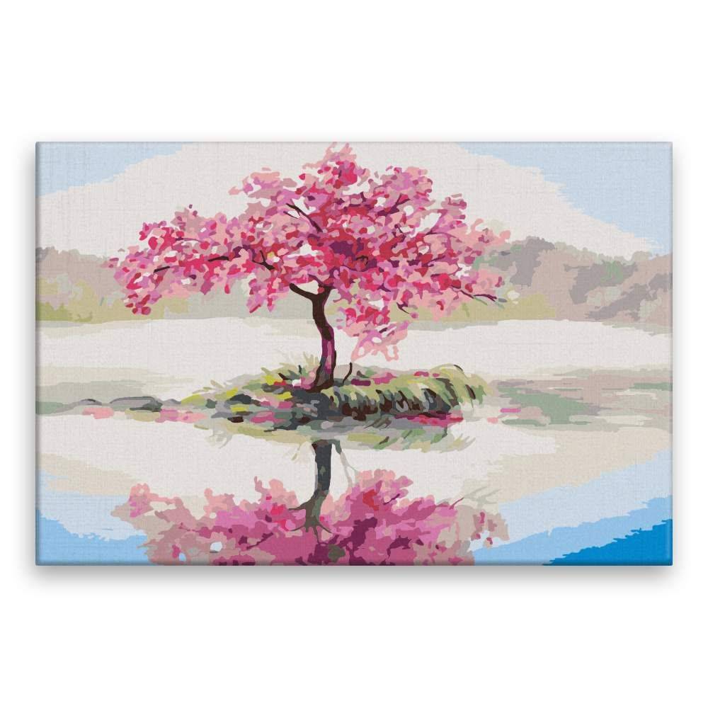 Malujsi  Maľovanie podľa čísel - Osamelý čerešňový kvet - 60x40 cm,  bez dreveného rámu značky Malujsi