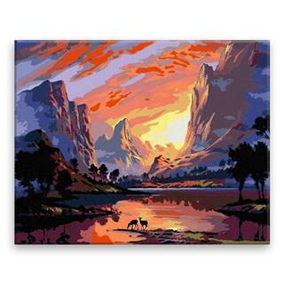 Malujsi Maľovanie podľa čísel - Hory pri západe slnka - 100x80 cm,  plátno vypnuté na rám