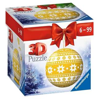 Ravensburger Puzzleball Vianočná ozdoba žltá s nórskym vzorom 56 dielikov