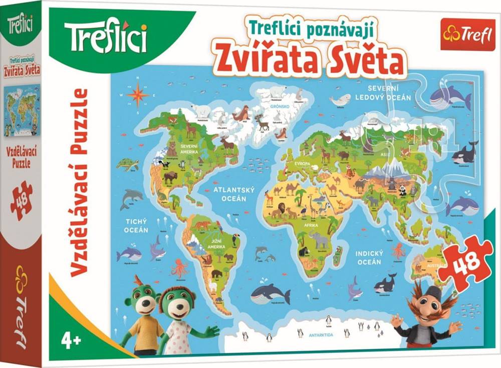 Trefl  Puzzle vzdelávacie - íci poznávajú zvieratá sveta značky Trefl