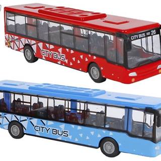 2-Play Traffic autobus 15 cm kov na spätný chod (červená,  modrá)