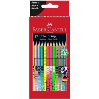 Faber-Castell Pastelky Color Grip metalické-pastelové-neónové set 12 farebné
