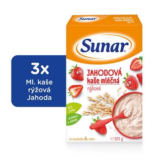 Sunar  jahodová kaša mliečna ryžová 3 x 225 g značky Sunar