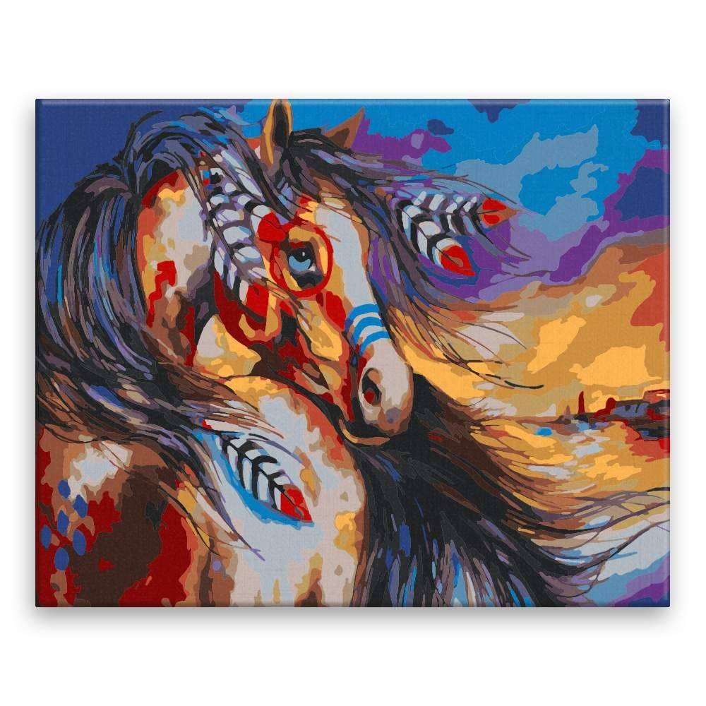 Malujsi  Maľovanie podľa čísel - Indiánsky kôň - 100x80 cm,  bez dreveného rámu značky Malujsi