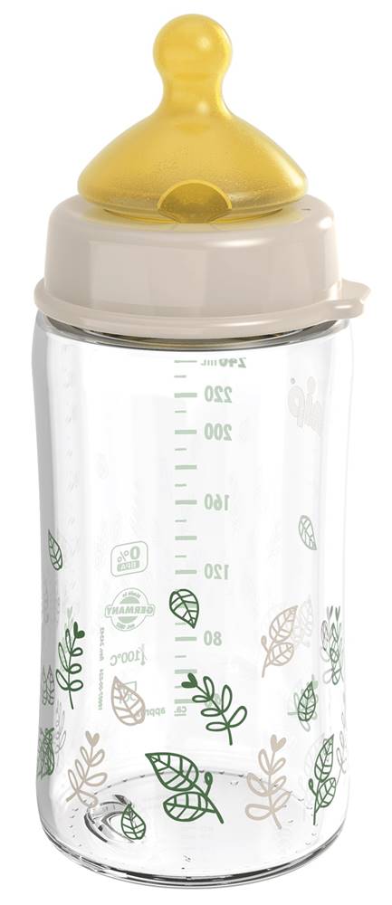NIP  CHERRY GREEN fľaša sklo,  široká,  kaučuk-M,  240ml značky NIP