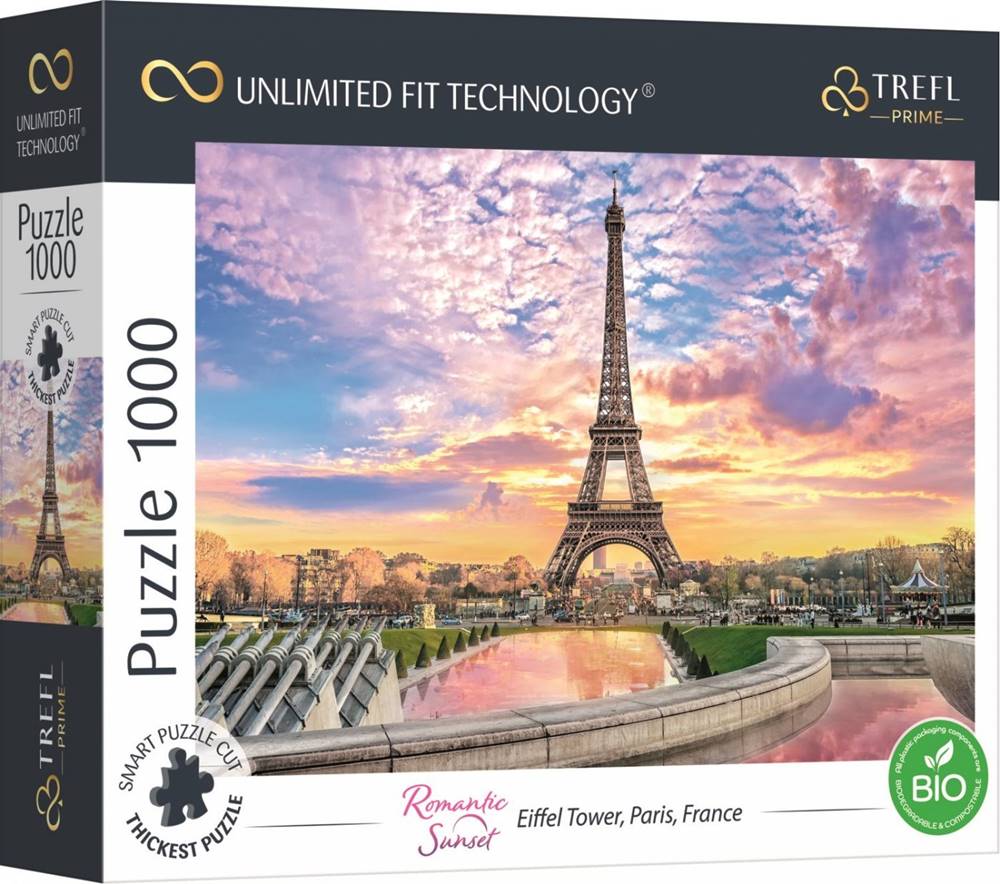 Trefl  Puzzle UFT Romantic Sunset: Eiffelova veža,  Paríž 1000 dielikov značky Trefl
