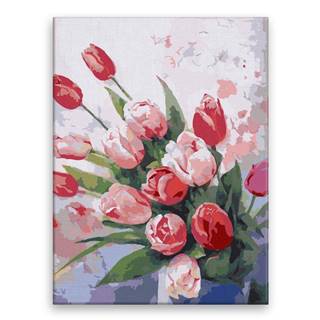 Malujsi Maľovanie podľa čísel - Ružové tulipány 03 - 60x80 cm,  plátno vypnuté na rám