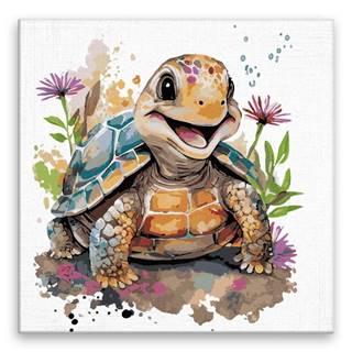 Malujsi Maľovanie podľa čísel - Šťastná korytnačka - 80x80 cm,  plátno vypnuté na rám