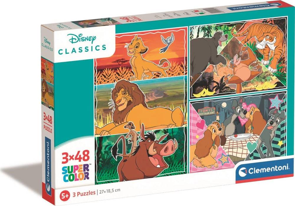 Clementoni  Puzzle Disney: Zvieratká 3x48 dielikov značky Clementoni