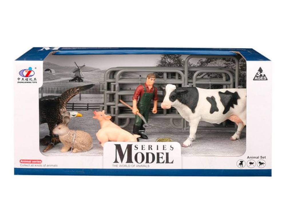 Mikro Trading  Krava Zoolandia s hospodárskymi zvieratami a príslušenstvom v krabici značky Mikro Trading