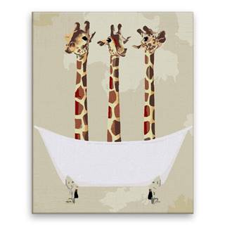 Malujsi Maľovanie podľa čísel - Žirafy vo vani - 80x100 cm,  bez dreveného rámu