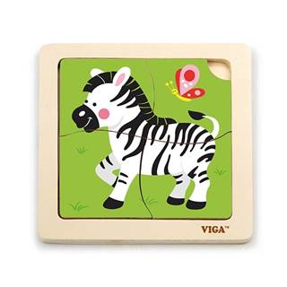 Viga Toys Drevené puzzle pre najmenších Viga 4 ks Zebra