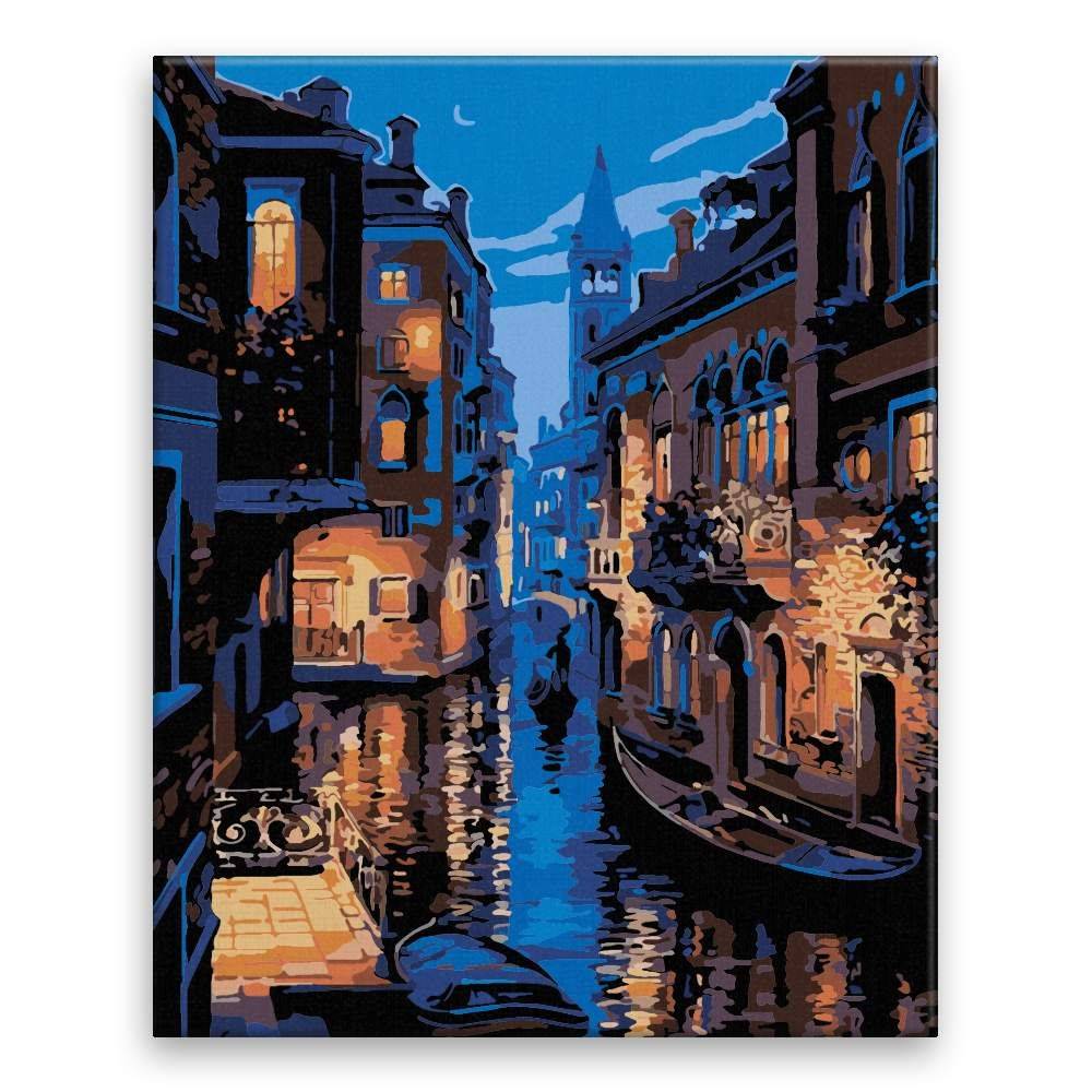 Malujsi  Maľovanie podľa čísel - Nočné Benátky - 40x50 cm,  bez dreveného rámu značky Malujsi