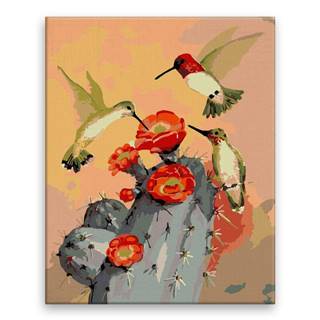 Malujsi Maľovanie podľa čísel - Kolibríky za súmraku - 40x50 cm,  bez dreveného rámu