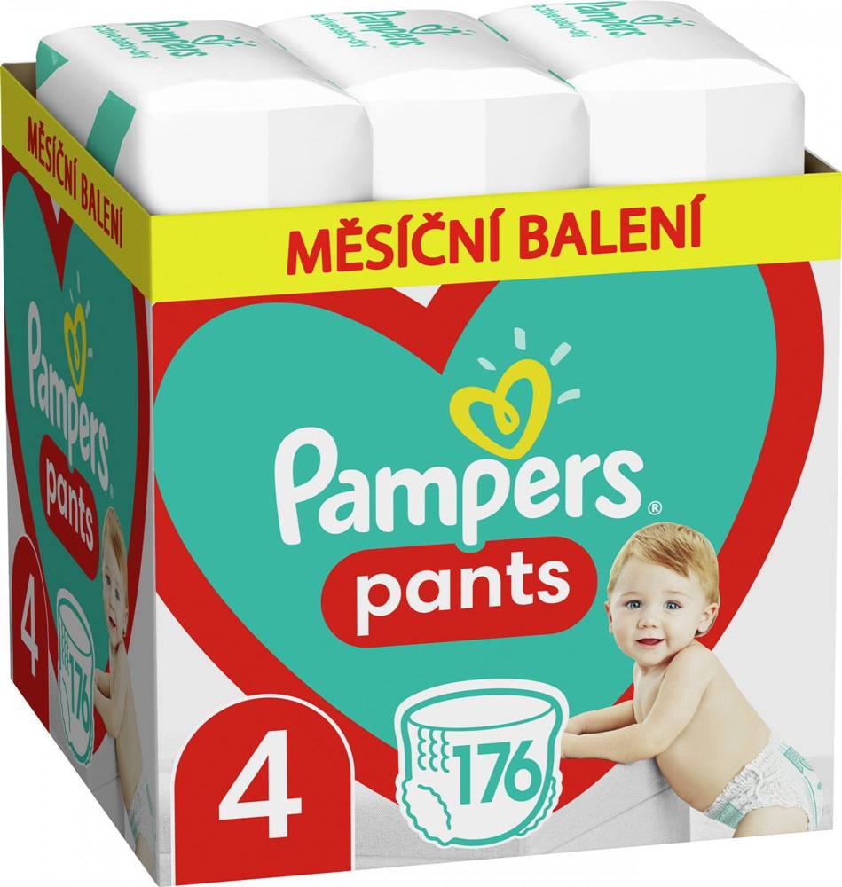 Pampers  Pants 4 (9-15 kg) Plienkové nohavičky 176 ks - Mesačné balenie - rozbalené značky Pampers