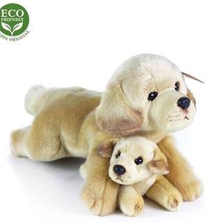 Rappa Plyšový labrador s bábätkom ležiaci,  25 cm,  ECO-FRIENDLY