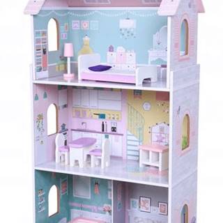  ECOTOYS Trojposchodový domček pre bábiky Jahodový