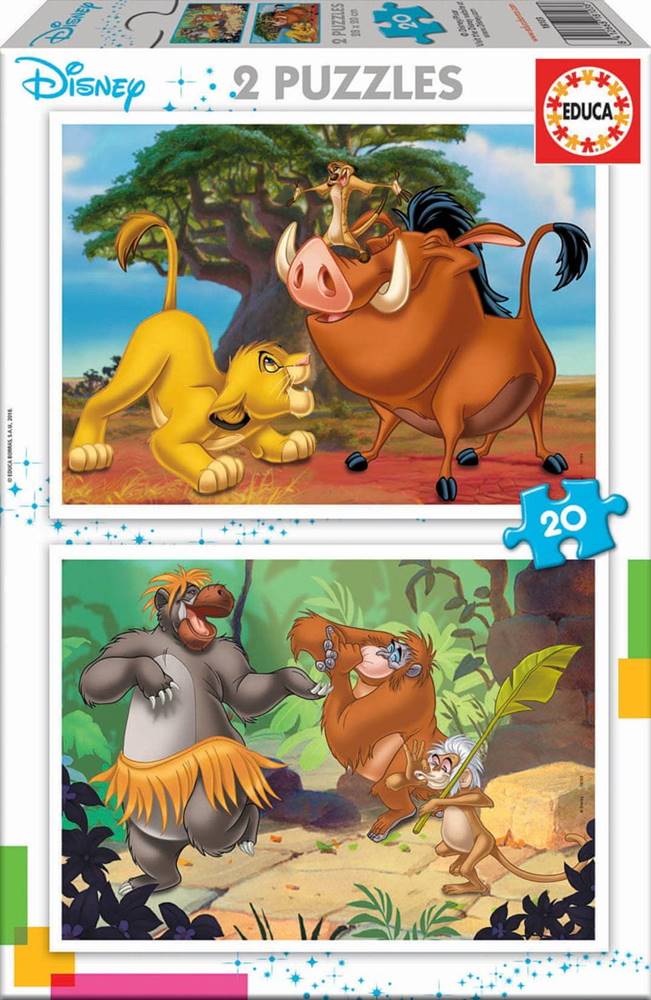 EDUCA  Puzzle Leví kráľ a Kniha džungľou 2x20 dielikov značky EDUCA