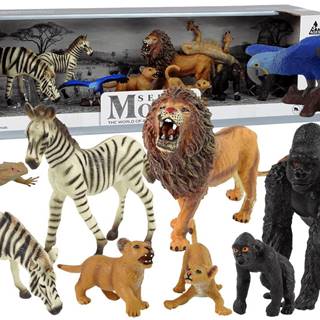 Lean-toys Sada figúrok Afrika Divoké zvieratá Zebra Gorila Papagáj