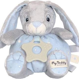 My Teddy  Mäkký guľatý zajačik s hryzátkom - modrá značky My Teddy