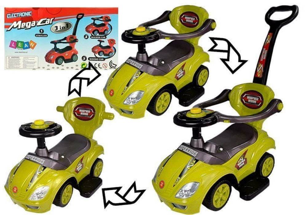 Lean-toys  Mega Car 3v1 Push Ride Yellow značky Lean-toys