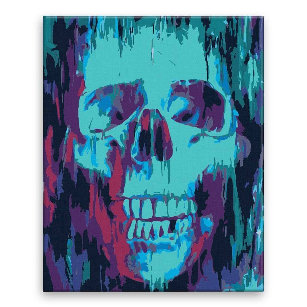 Malujsi  Maľovanie podľa čísel - Modrá lebka - 80x100 cm,  plátno vypnuté na rám značky Malujsi