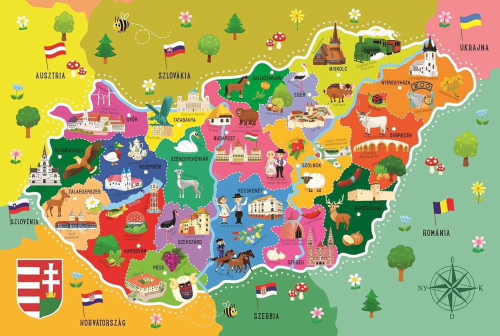 Trefl  Puzzle Mapa Maďarska 44 dielikov značky Trefl