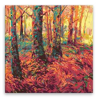 Malujsi Maľovanie podľa čísel - Červený les - 40x40 cm,  bez dreveného rámu