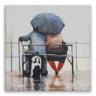 Malujsi Maľovanie podľa čísel - Traja pod dáždnikom - 40x40 cm,  bez dreveného rámu