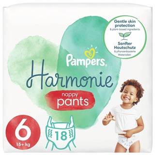 Pampers Plienkové nohavičky Pants Harmonie Veľkosť 6,  18 Plienok,  15 kg+