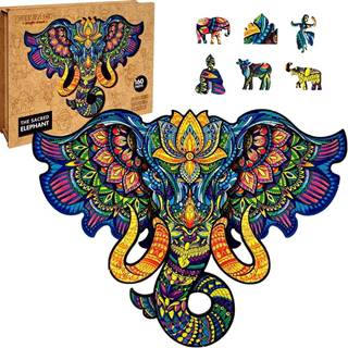 Puzzle drevené,  farebné - Posvätný Slon