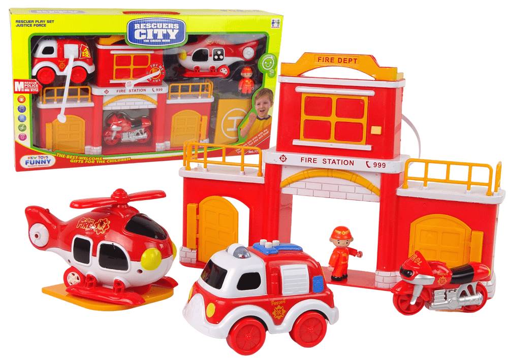 Lean-toys  Súprava hasičskej stanice so zvukom značky Lean-toys
