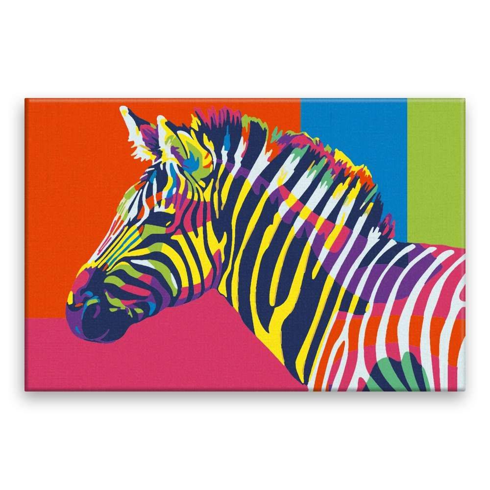 Malujsi  Maľovanie podľa čísel - Zebra vo farbách - 60x40 cm,  plátno vypnuté na rám značky Malujsi