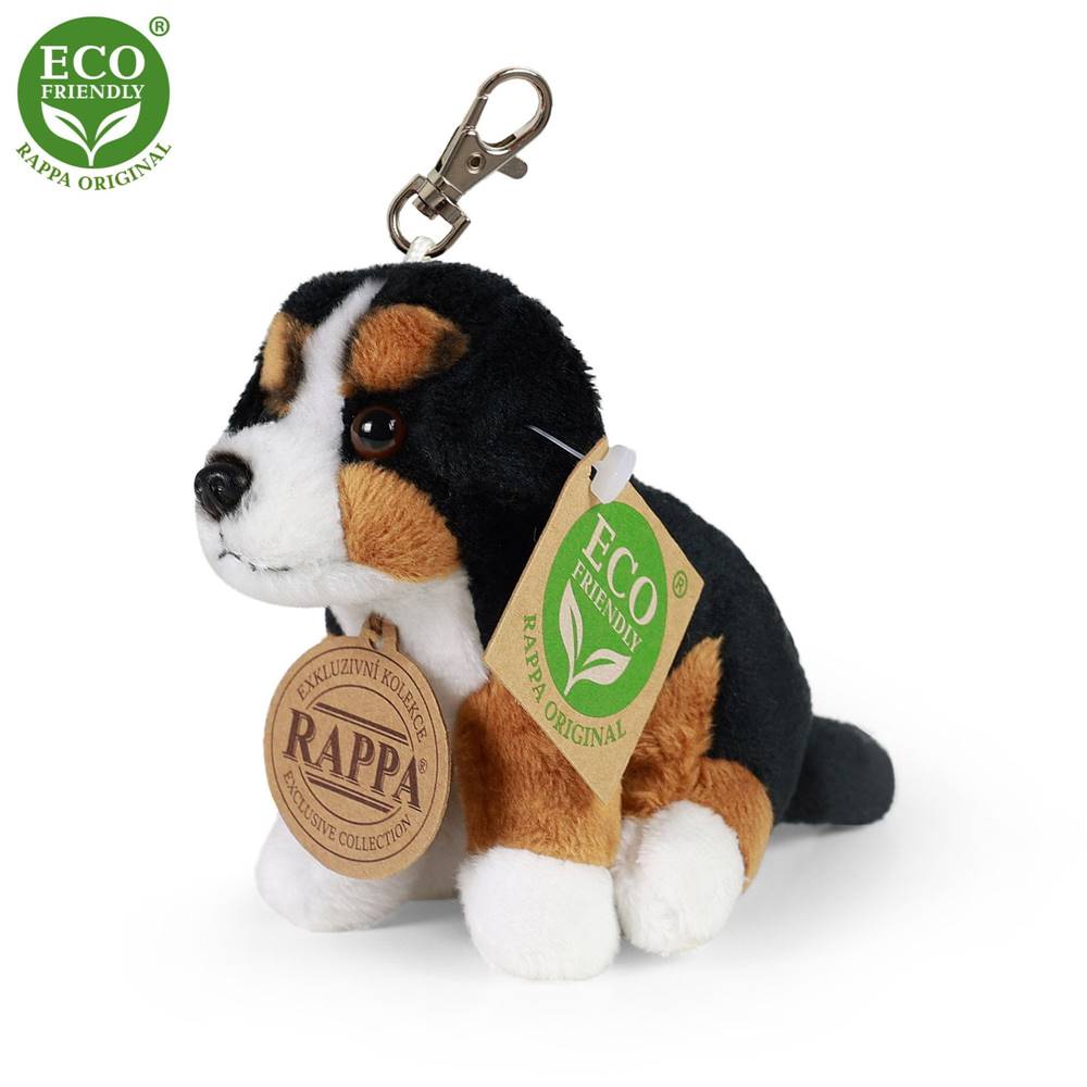 Rappa  Plyšová kľúčenka / prívesok pes bernský salašnícky sediaci,  9 cm ECO-FRIENDLY značky Rappa