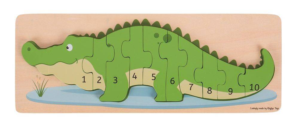Bigjigs Toys  Vkladacie puzzle krokodíl s číslami značky Bigjigs Toys