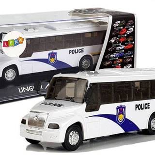 Lean-toys  Policajný autobus biely so zvukom ťahania značky Lean-toys