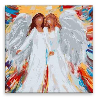 Malujsi Maľovanie podľa čísel - Dvaja anjeli vo farbách - 80x80 cm,  plátno vypnuté na rám