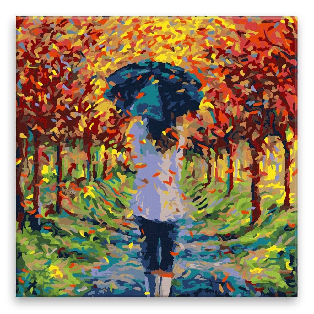 Malujsi  Maľovanie podľa čísel - Dievča v jesennej aleji - 80x80 cm,  bez dreveného rámu značky Malujsi