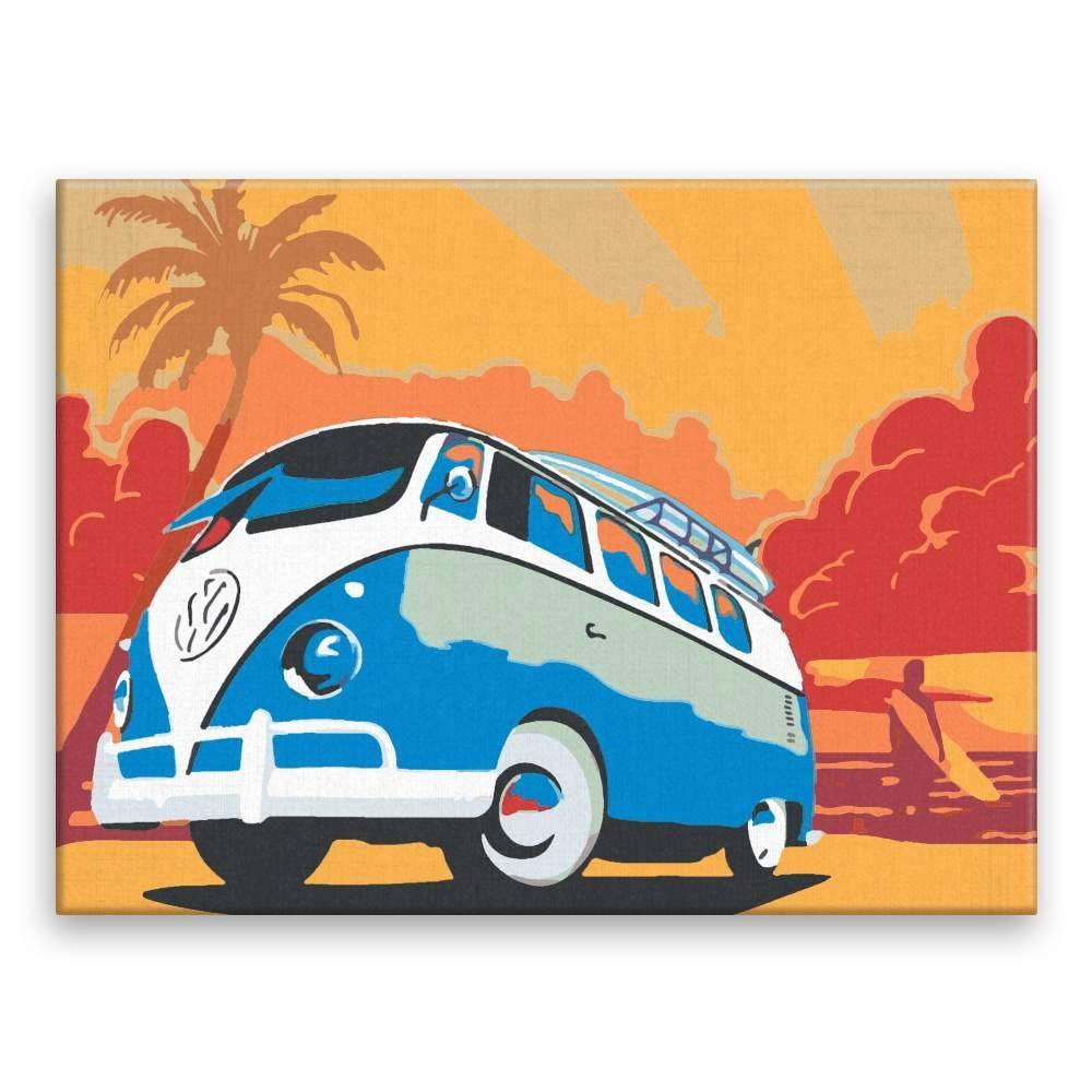 Malujsi  Maľovanie podľa čísel - S VW na cestách - 80x60 cm,  plátno vypnuté na rám značky Malujsi