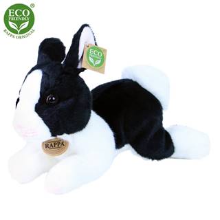 Rappa Plyšový králik bielo-čierny ležiaci,  24 cm,  ECO-FRIENDLY