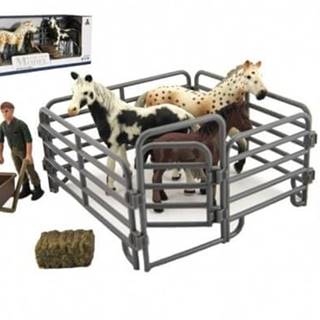 Teddies Zvieratká domáci farma plast kôň s doplnkami sada 4 druhy