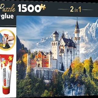 Trefl Sada 2v1 puzzle Zámok Neuschwanstein na jeseň 1500 dielikov s lepidlom