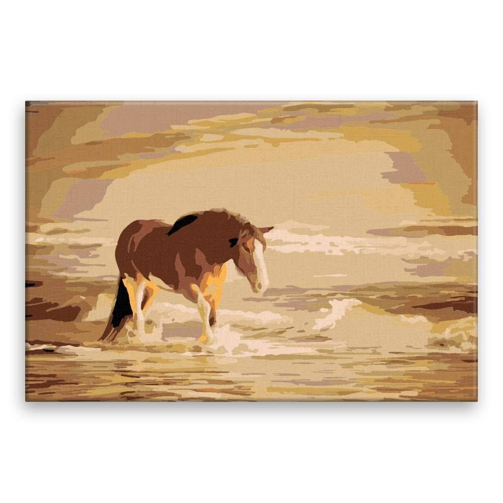 Malujsi  Maľovanie podľa čísel - Žrebec na pláži - 120x80 cm,  bez dreveného rámu značky Malujsi