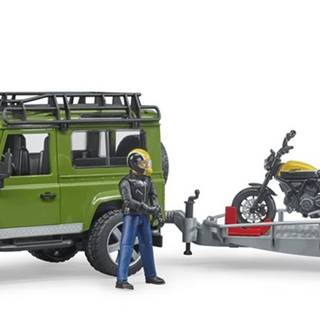 BRUDER  2589 Land Rover s přívěsem,  motocyklem a figurkou značky BRUDER