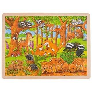 Goki Puzzle Zvieracie mláďatká v lese 48 dielikov - drevené